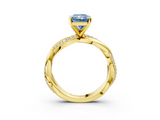 Yellow gold Fancy Blue Radiant  Solitaire Twist Band with Pave Prong Setting_43