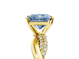 Yellow gold Fancy Blue Radiant  Solitaire Twist Band with Pave Prong Setting_45