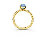 Yellow gold Fancy Blue Radiant  Solitaire Twisted Band Prong Set Engagement Ring_64