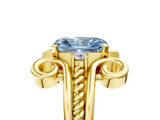Yellow gold Fancy Blue Radiant  Solitaire Twisted Band Scroll Prong Ring_8