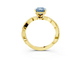 Yellow gold Fancy Blue Radiant  Solitaire Twisted Band with Bead Prong Setting_320