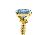Yellow gold Fancy Blue Radiant  Solitaire Twisted Band with Bead Prong Setting_322