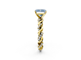 Yellow gold Fancy Blue Radiant  Solitaire Twisted Band with Pavé Accents and Four-Prong Setting_5