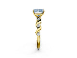 Yellow gold Fancy Blue Radiant  Solitaire Twisted Band with Prong Setting 3