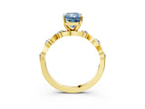 Yellow gold Fancy Blue Radiant  Solitaire Twisted Band with Prong Setting 4