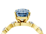 Yellow gold Fancy Blue Radiant  Solitaire Twisted Band with Prong Setting 5