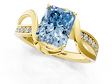 Yellow gold Fancy Blue Radiant  Solitaire Twisted Band with Prong Setting_4
