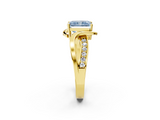 Yellow gold Fancy Blue Radiant  Solitaire Twisted Band with Prong Setting_5