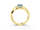 Yellow gold Fancy Blue Radiant  Solitaire Twisted Band with Prong Setting_6