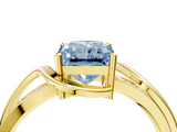 Yellow gold Fancy Blue Radiant  Solitaire Twisted Band with Prong Setting_7