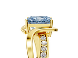Yellow gold Fancy Blue Radiant  Solitaire Twisted Band with Prong Setting_8