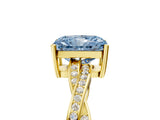 Yellow gold Fancy Blue Radiant  Solitaire Twisted Pave Diamond Ring with Four-Prong Setting_17