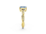 Yellow gold Fancy Blue Radiant  Solitaire Twisted Pave Diamond Ring with Four-Prong Setting_75