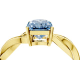 Yellow gold Fancy Blue Radiant  Solitaire Twisted Pave Diamond Ring with Four-Prong Setting_77