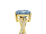 Yellow gold Fancy Blue Radiant  Solitaire Twisted Pave Diamond Ring with Four-Prong Setting_78