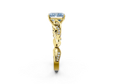 Yellow gold Fancy Blue Radiant  Solitaire Vine Band with Milgrain Prong Setting_5