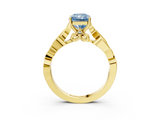 Yellow gold Fancy Blue Radiant  Solitaire Vine Band with Milgrain Prong Setting_6