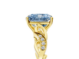 Yellow gold Fancy Blue Radiant  Solitaire Vine Band with Milgrain Prong Setting_8