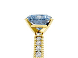 Yellow gold Fancy Blue Radiant  Solitaire with Pavé Band and Four-Prong Setting_295