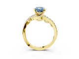 Yellow gold Fancy Blue Radiant  Solitaire with Pavé Twist Band and Four-Prong Setting_63