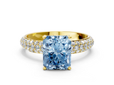 Yellow gold Fancy Blue Radiant  Solitaire with Pave Band and Four-Prong Setting_3