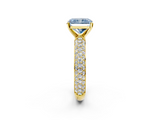 Yellow gold Fancy Blue Radiant  Solitaire with Pave Band and Four-Prong Setting_5