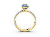 Yellow gold Fancy Blue Radiant  Solitaire with Pave Band and Four-Prong Setting_6