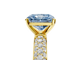 Yellow gold Fancy Blue Radiant  Solitaire with Pave Band and Four-Prong Setting_8
