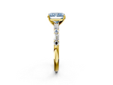 Yellow gold Fancy Blue Radiant  Solitaire with Side Baguettes and Channel Set Band_64