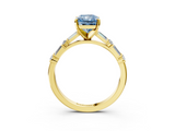 Yellow gold Fancy Blue Radiant  Solitaire with Side Baguettes and Channel Set Band_65