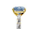 Yellow gold Fancy Blue Radiant  Solitaire with Side Baguettes and Channel Set Band_67