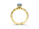 Yellow gold Fancy Blue Radiant  Solitaire with Side Stones on a Pavé Band and Four-Prong Setting_26