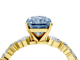 Yellow gold Fancy Blue Radiant  Solitaire with Side Stones on a Pavé Band and Four-Prong Setting_27