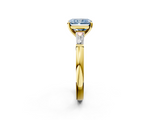 Yellow gold Fancy Blue Radiant  Solitaire with Tapered Baguette Side Stones on a Classic Band with Four-Prong Setting_92
