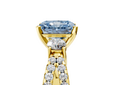 Yellow gold Fancy Blue Radiant  Three-Stone Diamond Ring with Pavé Split Shank and Four-Prong Setting_76