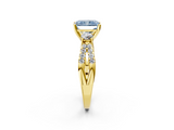 Yellow gold Fancy Blue Radiant  Three-Stone Diamond Ring with Pavé Split Shank and Four-Prong Setting_90
