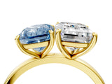 Yellow gold Fancy Blue Radiant  and Emerald Cut Toi Moi Ring with Prong Setting_51
