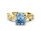 Yellow gold Fancy Blue Radiant cut Solitaire Twisted Band Prong Setting Ring_188