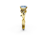 Yellow gold Fancy Blue Radiant cut Solitaire Twisted Band Prong Setting Ring_190