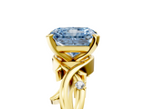 Yellow gold Fancy Blue Radiant cut Solitaire Twisted Band Prong Setting Ring_193
