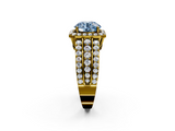 Yellow gold Fancy Blue Round -Cut Halo Diamond Ring with Split Shank and Four-Prong Setting_86