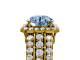 Yellow gold Fancy Blue Round -Cut Halo Diamond Ring with Split Shank and Four-Prong Setting_89