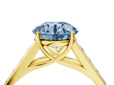 Yellow gold Fancy Blue Round  Brilliant Channel-Set Solitaire Ring with Four-Prong Setting_24