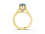 Yellow gold Fancy Blue Round  Brilliant Cut Diamond Engagement Ring with Pavé Band and Four-Prong Setting_51