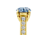 Yellow gold Fancy Blue Round  Brilliant Cut Diamond Engagement Ring with Pavé Band and Four-Prong Setting_53