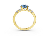 Yellow gold Fancy Blue Round  Brilliant Cut Diamond Five-Stone Prong Set Engagement Ring with Channel Band_6