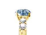 Yellow gold Fancy Blue Round  Brilliant Cut Diamond Five-Stone Prong Set Engagement Ring with Channel Band_8