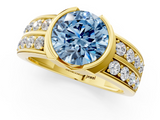 Yellow gold Fancy Blue Round  Brilliant Diamond Channel Set Wide Band Ring with Bezel Setting_21
