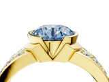 Yellow gold Fancy Blue Round  Brilliant Diamond Channel Set Wide Band Ring with Bezel Setting_24