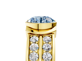 Yellow gold Fancy Blue Round  Brilliant Diamond Channel Set Wide Band Ring with Bezel Setting_25